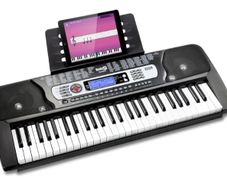 54 Key Keyboard Piano with Power Supply, Sheet Music Stand, Piano Note Stickers & Simply Piano Lessons, Black