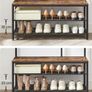 Industrial Clothes Rack, Coat Rack, with Hooks, Mirror, Bench Image 5
