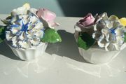 Matching pair  of bone china posies