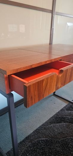 Walnut and steel writing desk