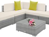 Aluminium Polyrattan Lounge Set with Glass Table, Sofa Table Set, for Garden, Balcony and Patio, Includes Cushions