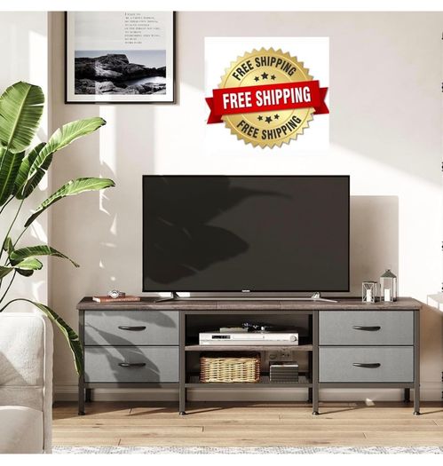 TV Stand with Storage, TV Console Table - 63 Inch, Grey