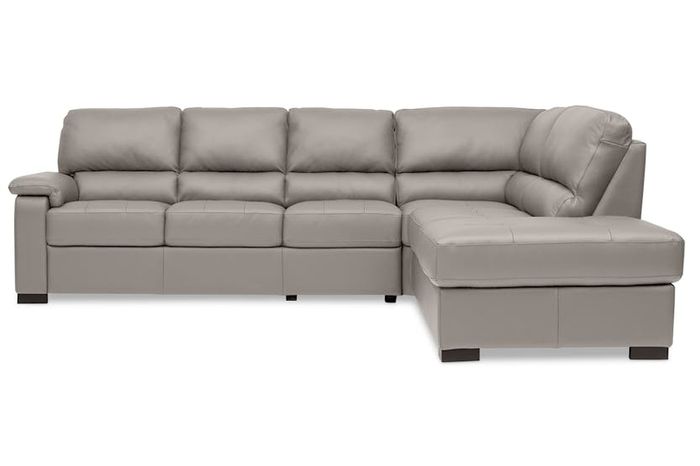 Leather Maza Chaise Sofa | Large | Grey