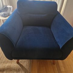 Navy Velvet Sofa & Armchair Set - Matching set