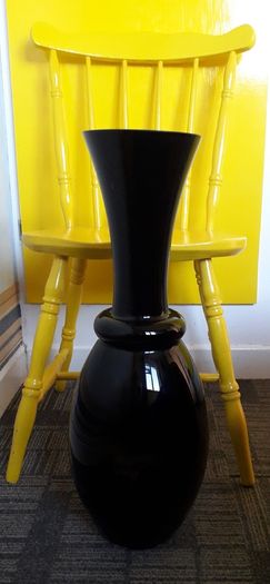Large Tall -  Black Glass Vase