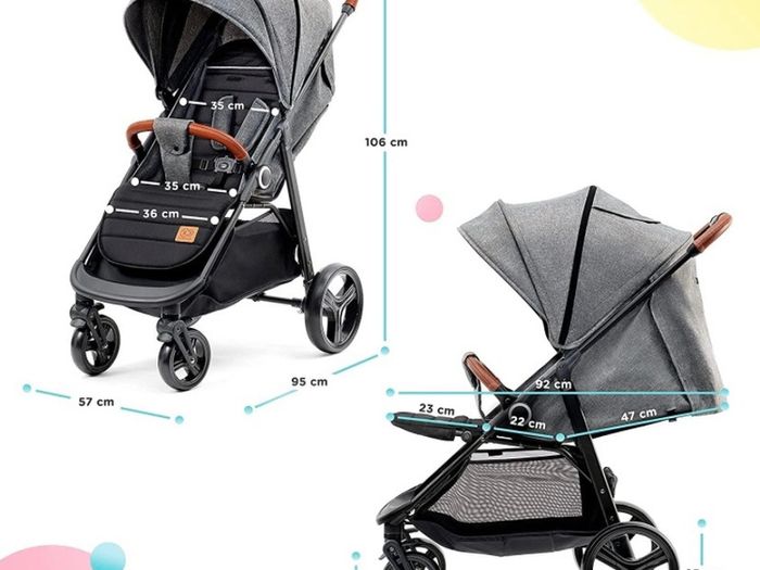 Lightweight Stroller Grande, Stylish Pushchair, Baby Buggy, Foldable, Lying Position, Big Ajustable Hood, with Accessories, Rain Cover, Footmuff, from Birth to 3 Years (FREE POSTAGE)