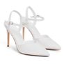 GENSHUO Elegant High Heels with Ankle Strap - White Satin EU 37 Image 3