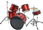 Complete Drum Kit Powder-coated Steel Red Adult