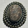 Vintage Heavy Bronze Tone Metal Dress Scarf / Clip Pin with Fabric Centre. Image 3