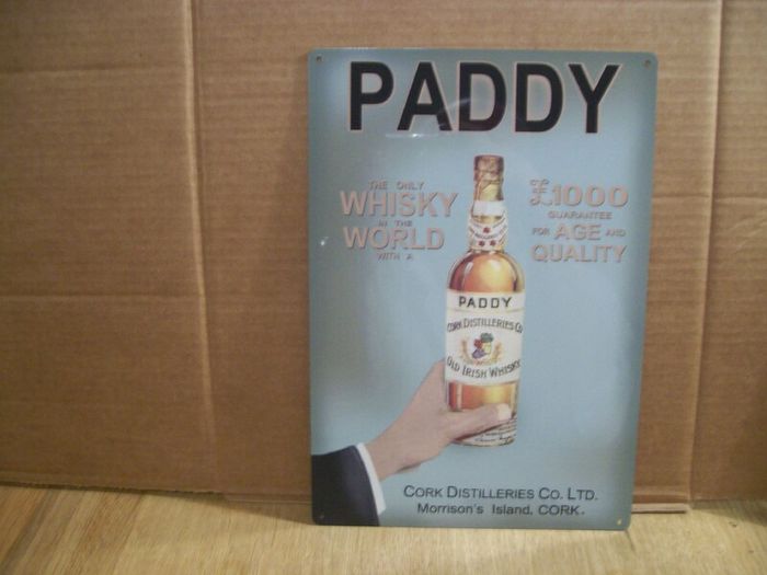 Paddy's Irish Whiskey metal sign mancave wall sign