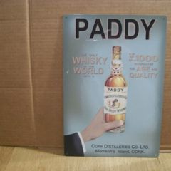 Paddy's Irish Whiskey metal sign mancave wall sign