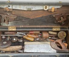 Carpenter's tool box & tools