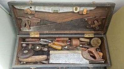 Carpenter's tool box & tools
