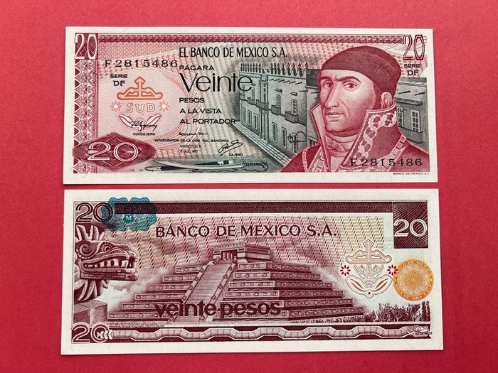 Mexico  20 Pesos  1977. ( uncirculated )