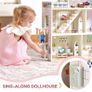 Wooden Dolls House, 2.6 Feet High with Elevator, Doorbell, Light 15 Pieces Furnitures and 3 Dolls, Toys Suitable for Girls Aged 3-7+, Birthday and Christmas Gift Image 3