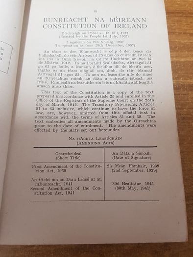 BUNREACHT NA heireann Vintage Constitution of Ireland 1951