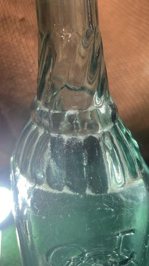 Aqua green Australian chili bottle , 1910