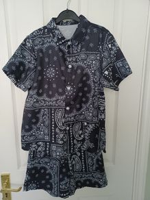 Boys Paisley Print Shirt and Shorts Age 11-12