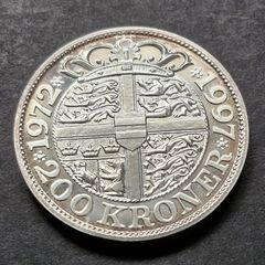 1997 Denmark 200 Kroner - Margrethe II Silver Jubilee, 1 oz .999 Silver coin