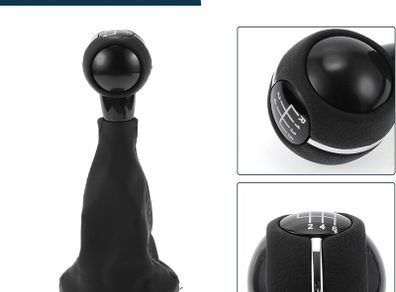 6 Speed Manual Gear Shifter Knob with Cover for Mini Cooper F55 F56 | Gearbox Stick Shifter Lever Knob Black White Plastic Faux Leather 1 Pcs