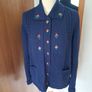 Hand Crafted & Hand Embroidered New Navy Wool Cardigan Size 12-14 Image 4