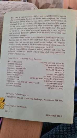 Robert Herrick Selected Poems. Edited By David Jesson-dibley. Paperback In Good Condition.