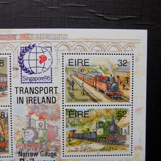 Ireland 1995.Stamps.Transport-Narrow Gauge Railways.Miniature Sheet.Overprinted-Singapore 94.MNH.