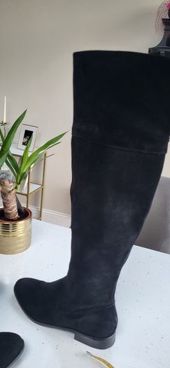 OFFICE black suede Over the Knee (OTK) high boots Sz 7 (Fit 7-8UK) - Rrp 150 (New)