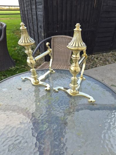 old brass  fire  dogs