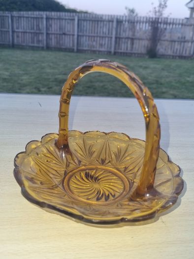 Art deco amber glass basket