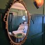 Mirror Vintage painted Gold metal framed oval Mirror Image 8