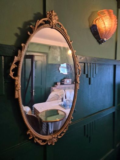 Mirror Vintage painted Gold metal framed oval Mirror