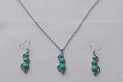 Boho Turquoise Necklace and Earring Set Silver Tone Free Postage