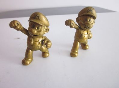 Nintendo Gold Trophy Series Super Mario Jakks 2.5" Figures X2