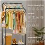 Clothes Rail - Double-Rod Rustproof Clothes Rack with Anti-Slip Stoppers, Shoes Shelf and Hooks, Multifunctional Hanging Rack for Laundry, Entryway, Bedroom, Shop, 73 x 42 x 150 cm, Black Image 4