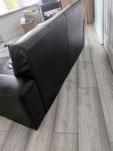 Two Seater Black Leather Sofa Couch