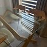 Modern Glass Table with Four Matching Cream Chairs Image 6