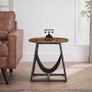 _Side Table, Bedside Table, Round Coffee Table with Storage Space, Removable Storage Bag, Metal Frame, 50 x 50 cm, for Living Room, Bedroom, Industrial Design, Vintage Brown/Black Image 5