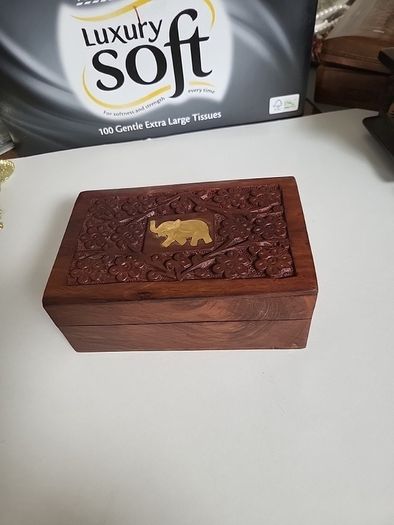 Carved wooden trinket box