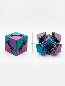 Transformable 3D Fidget Cube - Black & White Geometric Pattern (5cm)