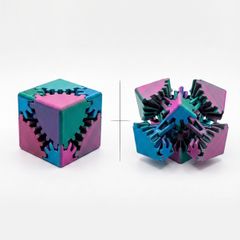 Transformable 3D Fidget Cube - Black & White Geometric Pattern (5cm)