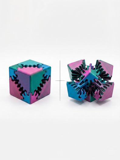 Transformable 3D Fidget Cube - Black & White Geometric Pattern (5cm)