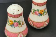 Crown Staffordshire Salt &amp; Pepper Set Lyric Tunis Pink Bone China England