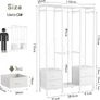 Clothes Rack for Hanging Clothes, Heavy Duty Clothes Rail with Drawers, Open Wardrobes for Bedroom, Free Standing Clothes Rail with Shelves & Hooks, White Image 2