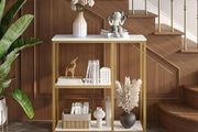 Console Table Small Gold Entryway Tables with Storage Shelves 80cm