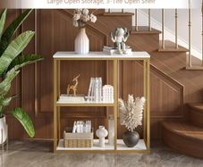 Console Table Small Gold Entryway Tables with Storage Shelves 80cm