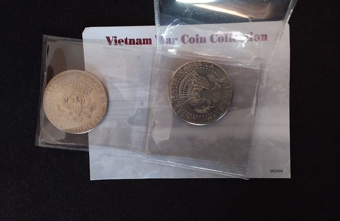 Vietnam War Coin Collection - (2) Painted US Kennedy Half Dollar Coins