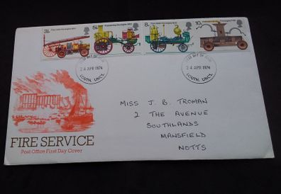 Great Britain Stamps : Fire Service - Post Office First Day Cover - 1974