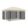 Gazebo with Mosquito Net and String Lights 4x3x2.73 m Cream 180 g/m Sq Image 2