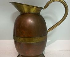 Antique copper and brass wine  pitcher